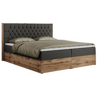 BOXBETT AMORE 160/200 Dunkelgrau Kunstleder - H3 - Dunkelgrau, Holz/Textil (160/200cm) - MKS