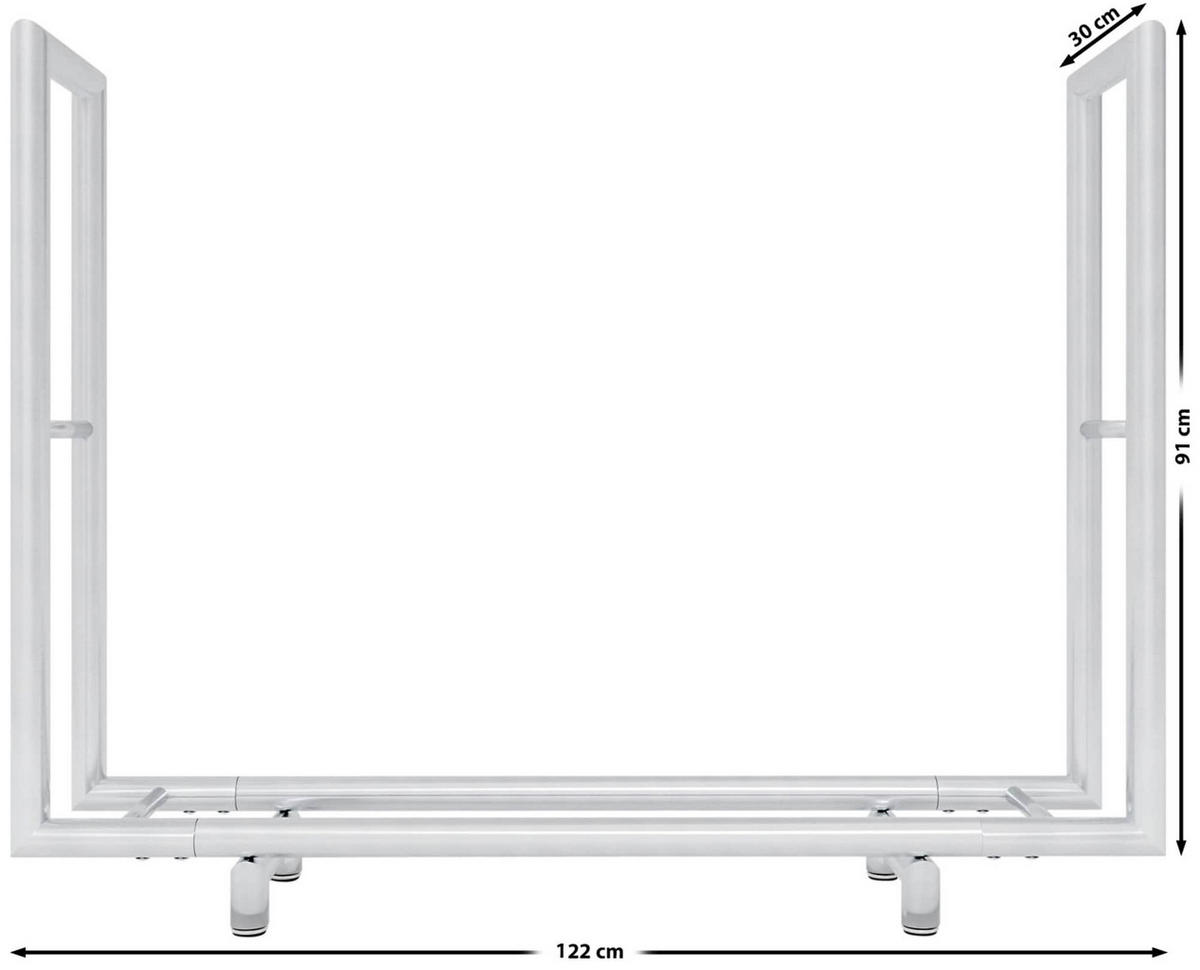 KAMINHOLZREGAL 122/30/91 cm Edelstahl edelstahl - Edelstahlfarben, Metall (122/91/30cm) - CLP