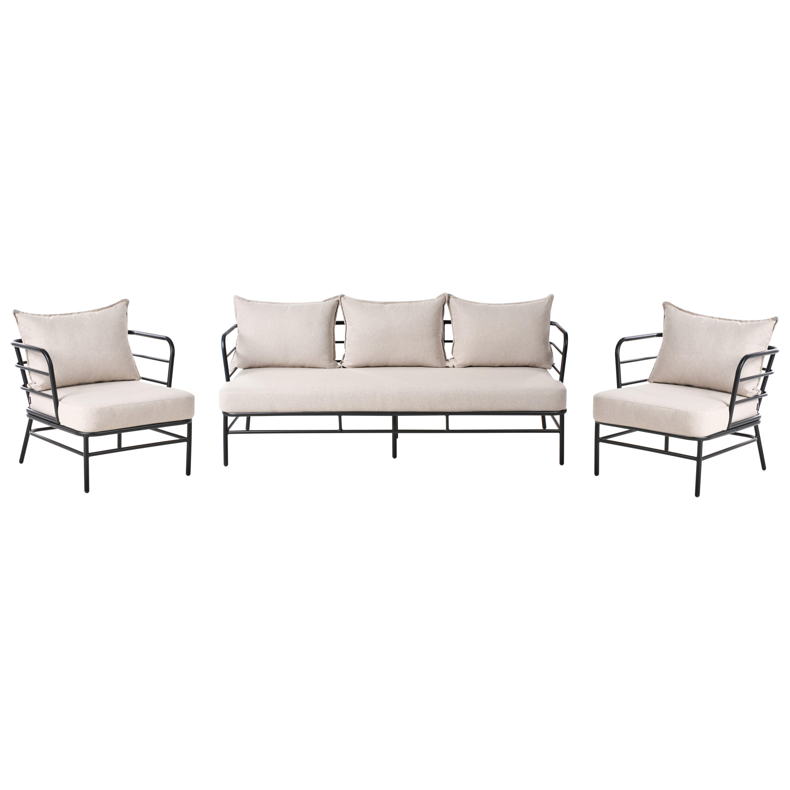 Beliani Gartensofa Beige, Schwarz 196x80x79 cm