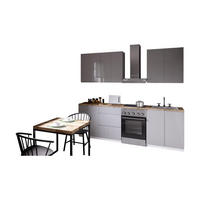 KÜCHENZEILE 200 cm - Velmora K35-G200 - in Grau / Hochglanz - Grau, Holz (200/212/58cm) - ROYAL24_MARKT