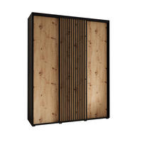 SCHWEBETÜRENSCHRANK 235,2/200/45 3-türig - Schwarz/Eiche Artisan, Holz/Metall (200/235/45cm) - Abiks Möbel