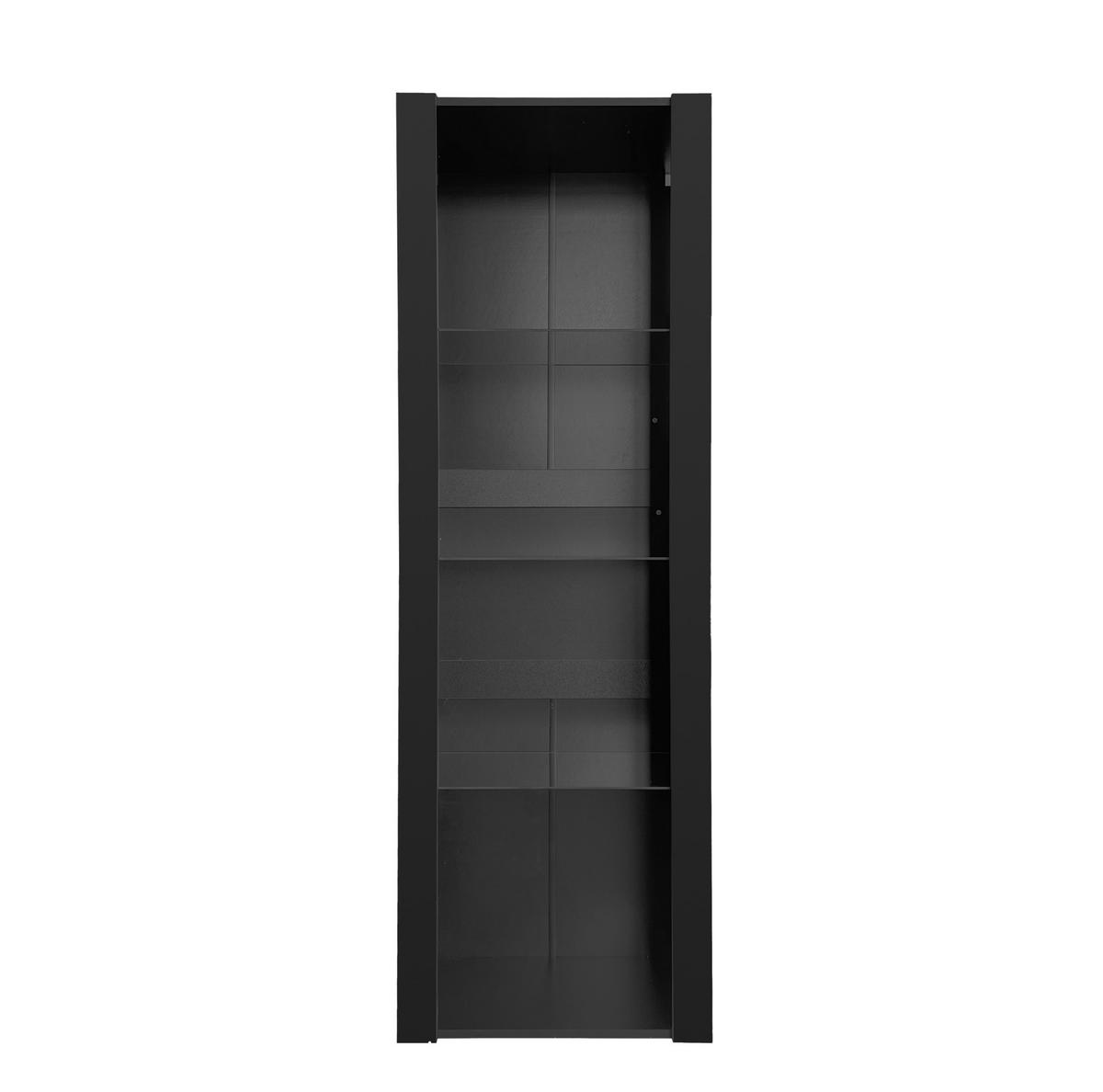 VITRINE 55/38/166 cm Schwarz aus Spanplatte mit LED-Beleuchtung - Schwarz, Holzwerkstoff (38/166/55cm) - OKMYHOME