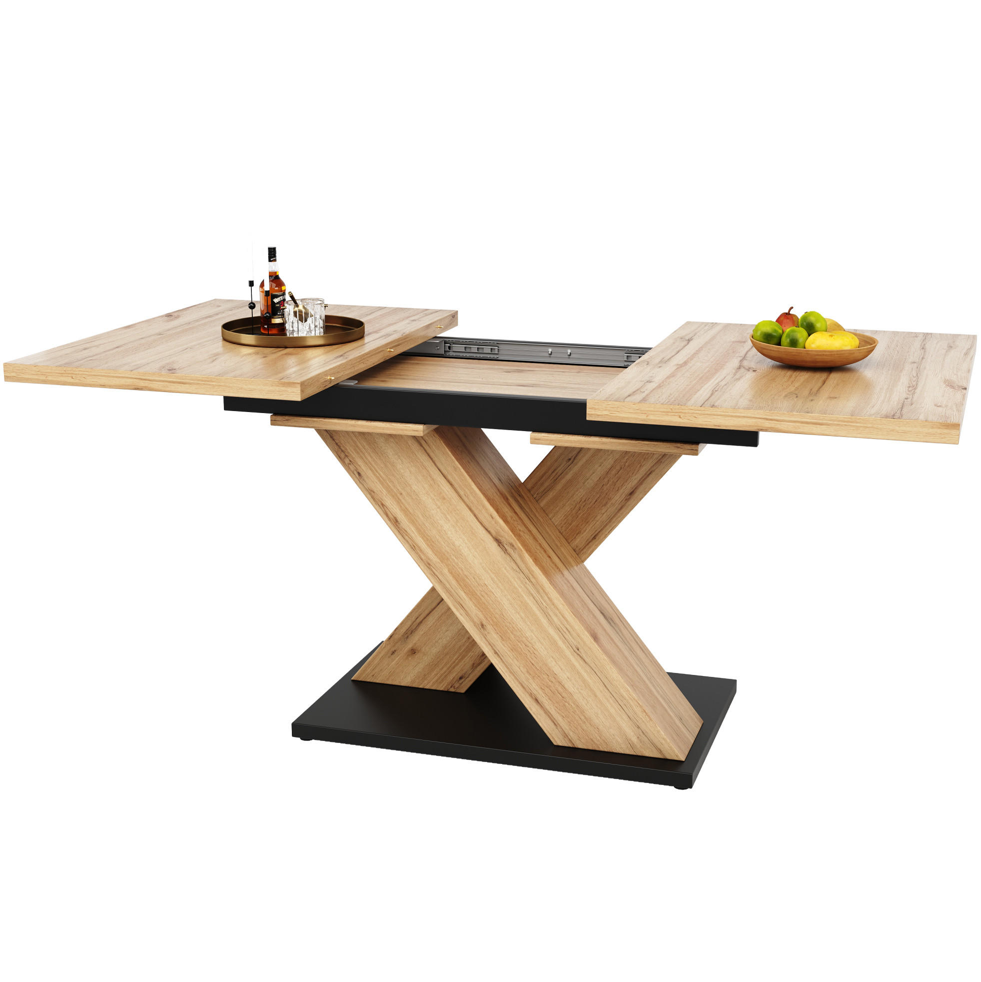 OKWISH JÍDELNÍ stůl 119-158,5/80/75 cm přírodní dekor dřeva z MDF rozkládací