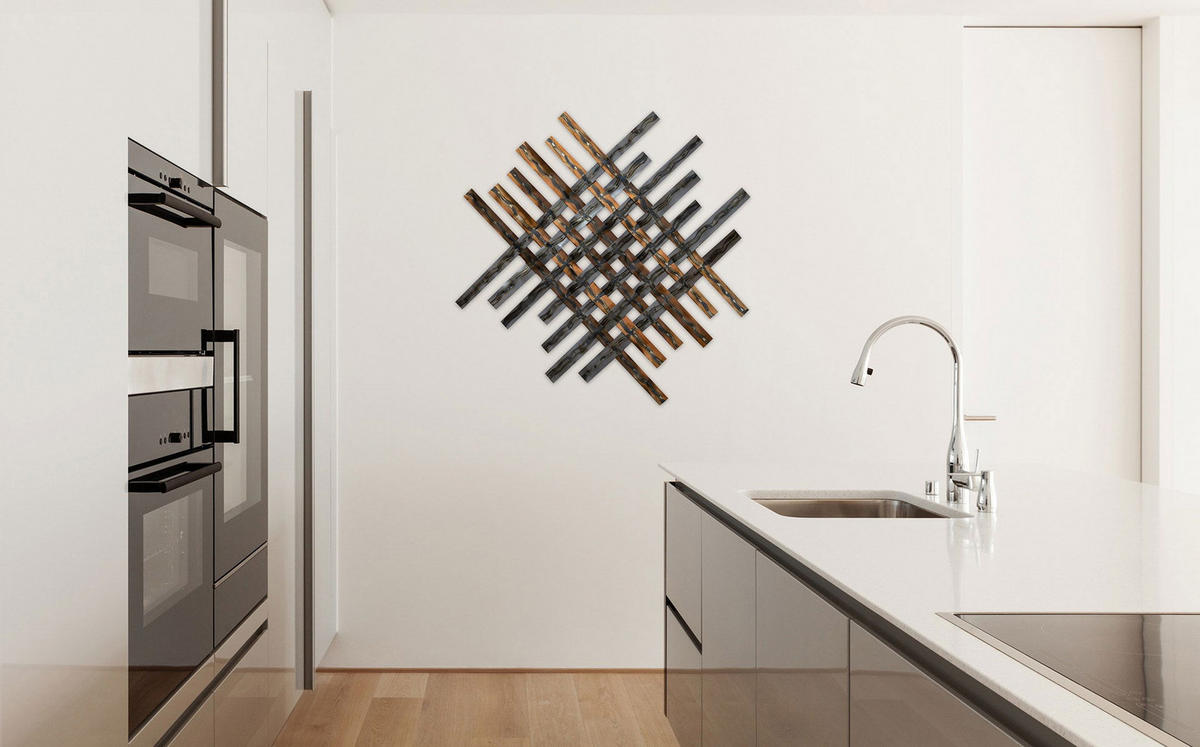 WANDDEKO Silber 100/100 cm - Silberfarben/Braun, Metall (3.6/100/3cm) - KUNSTLOFT
