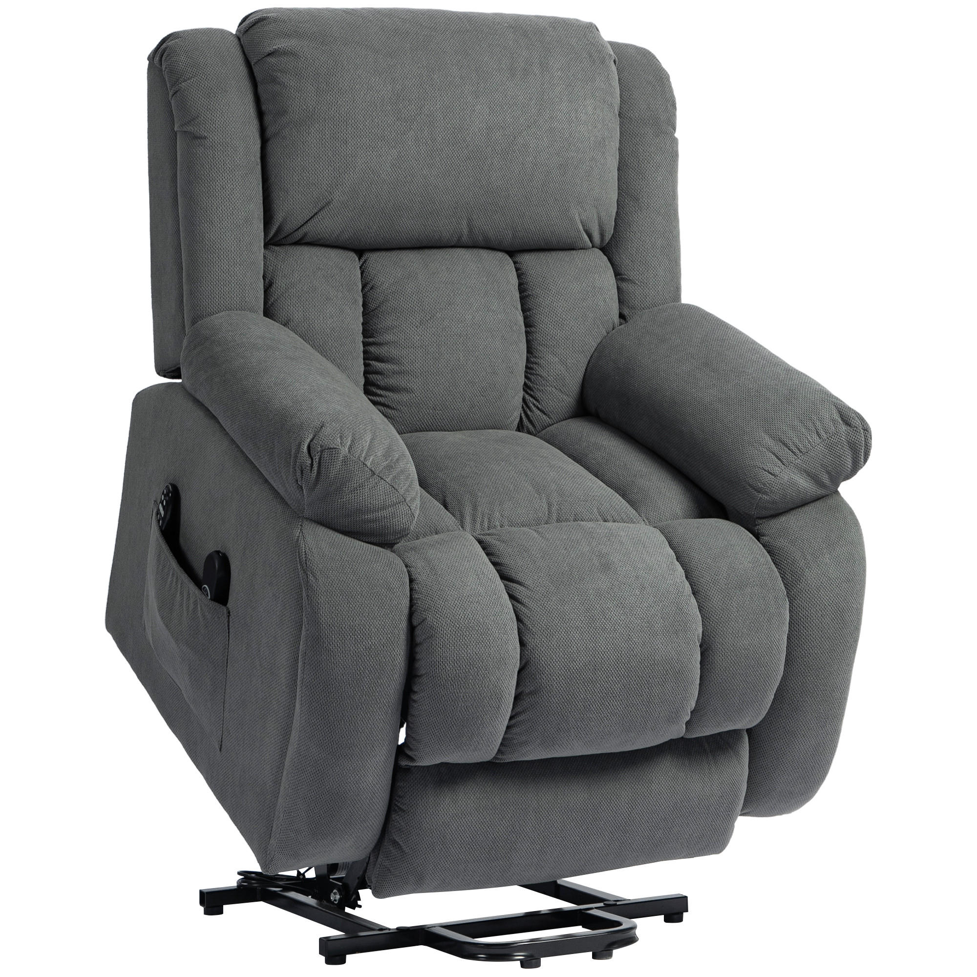 FERNSEHSESSEL mit Aufstehhilfe, Relaxsessel mit Liege-, Massagefunktion, Grau - Grau, Textil (104/100/93cm) - HOMCOM