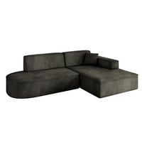 ECKSOFA Ottomane Rechts IREA-L1-v4 - 232x165x77 cm Schwarz - Schwarz, Holzwerkstoff/Textil (232/165cm) - ALTDECOR