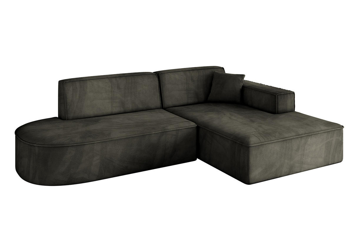 ECKSOFA Ottomane Rechts IREA-L1-v4 - 232x165x77 cm Schwarz - Schwarz, Holzwerkstoff/Textil (232/165cm) - ALTDECOR