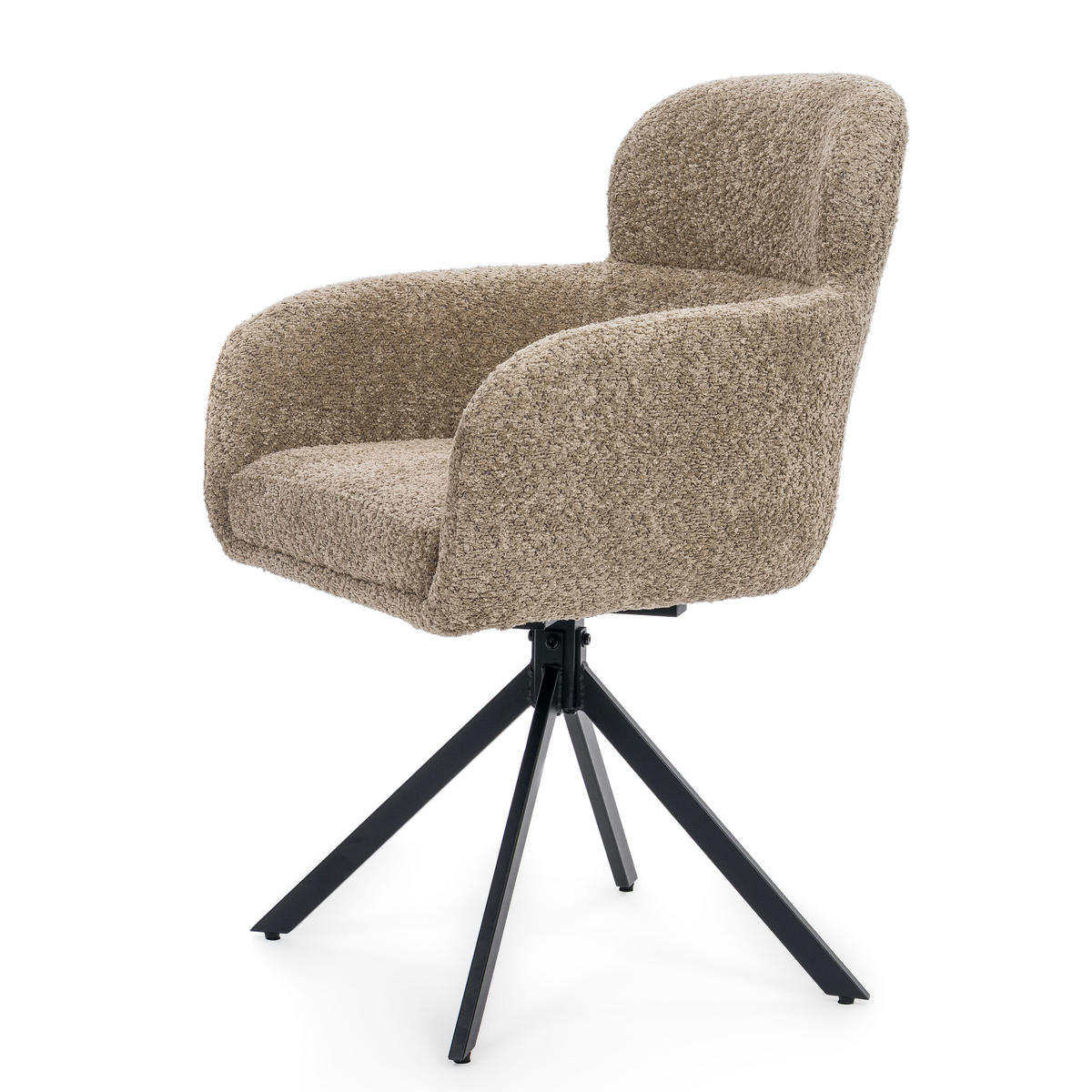 STUHL BIONE drehbar gepolsterter mit Steppung - beige - Boucle - Sandfarben/Beige, Textil/Metall (58/88/59cm) - NEW HOME