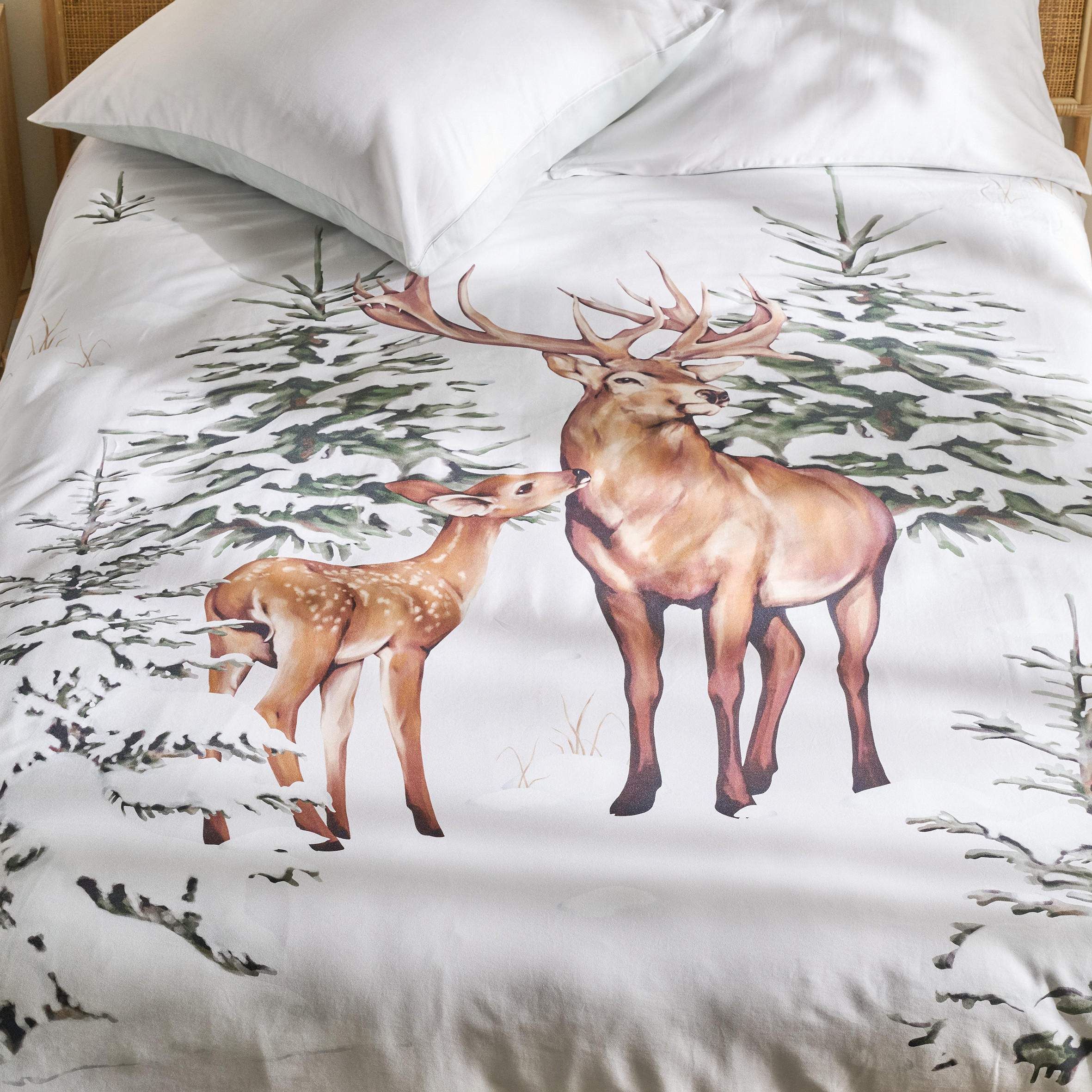 BETTWÄSCHE Satin HIVROSI, 160x200 cm, Beige, Winter Weihnachten Bettbezug, Weihnachtsdeko, Christmas, Weihnachtsmotiv - Beige, Textil (160/200cm) - home&you