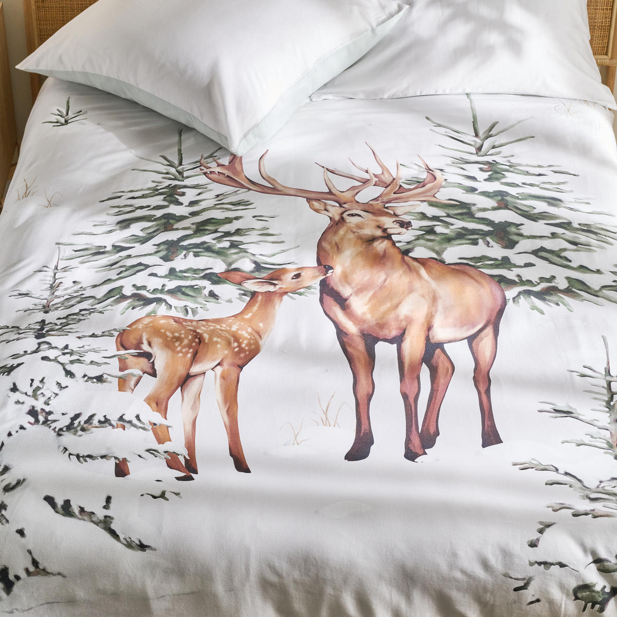 BETTWÄSCHE Satin HIVROSI, 160x200 cm, Beige, Winter Weihnachten Bettbezug, Weihnachtsdeko, Christmas, Weihnachtsmotiv - Beige, Textil (160/200cm) - home&you