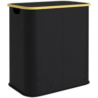 WÄSCHESORTIERER Bambus Vliesstoff Schwarz - Schwarz, Textil (34/58.5/54cm) - HOMCOM