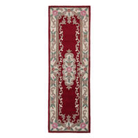 WOLLTEPPICH Aubusson-Muster handgeknüpft BEAULY, Rot-Beige 67x210 cm - Rot, Textil (67/210cm) - KADIMA DESIGN