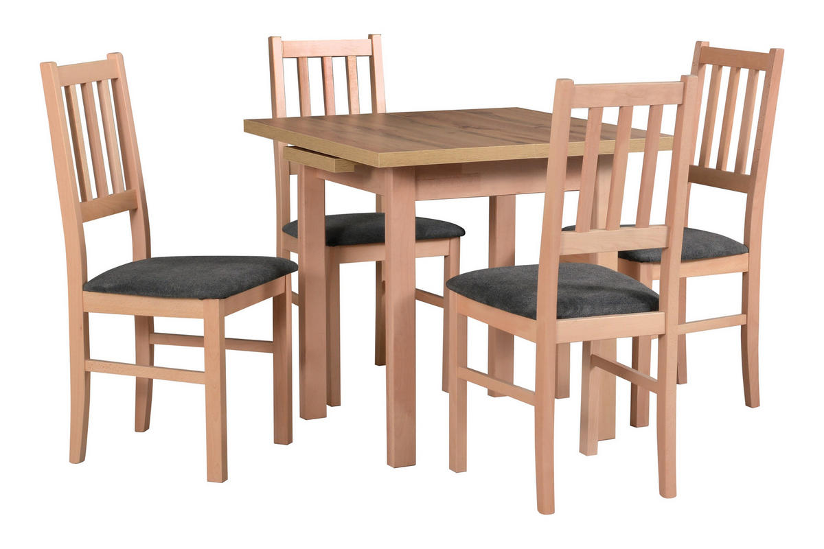 ESSZIMMERSTUHL - Set 4x BOS 4 grandson, aston 6 - Birkefarben/Hellgrau, Holz (43/94/40cm) - Leaf Design