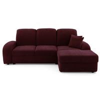ECKSOFA VIBE S Rechts mit Schlaffunktion 130x202 Chenille Bordeaux - Bordeaux/Schwarz, Holz/Kunststoff (156/255cm) - Muffo