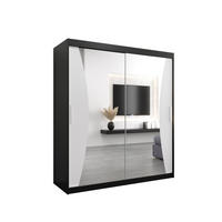 SCHWEBETÜRENSCHRANK 200/180/62 2-türig - Silberfarben/Schwarz, Holz/Kunststoff (180/200/62cm) - Abiks Möbel