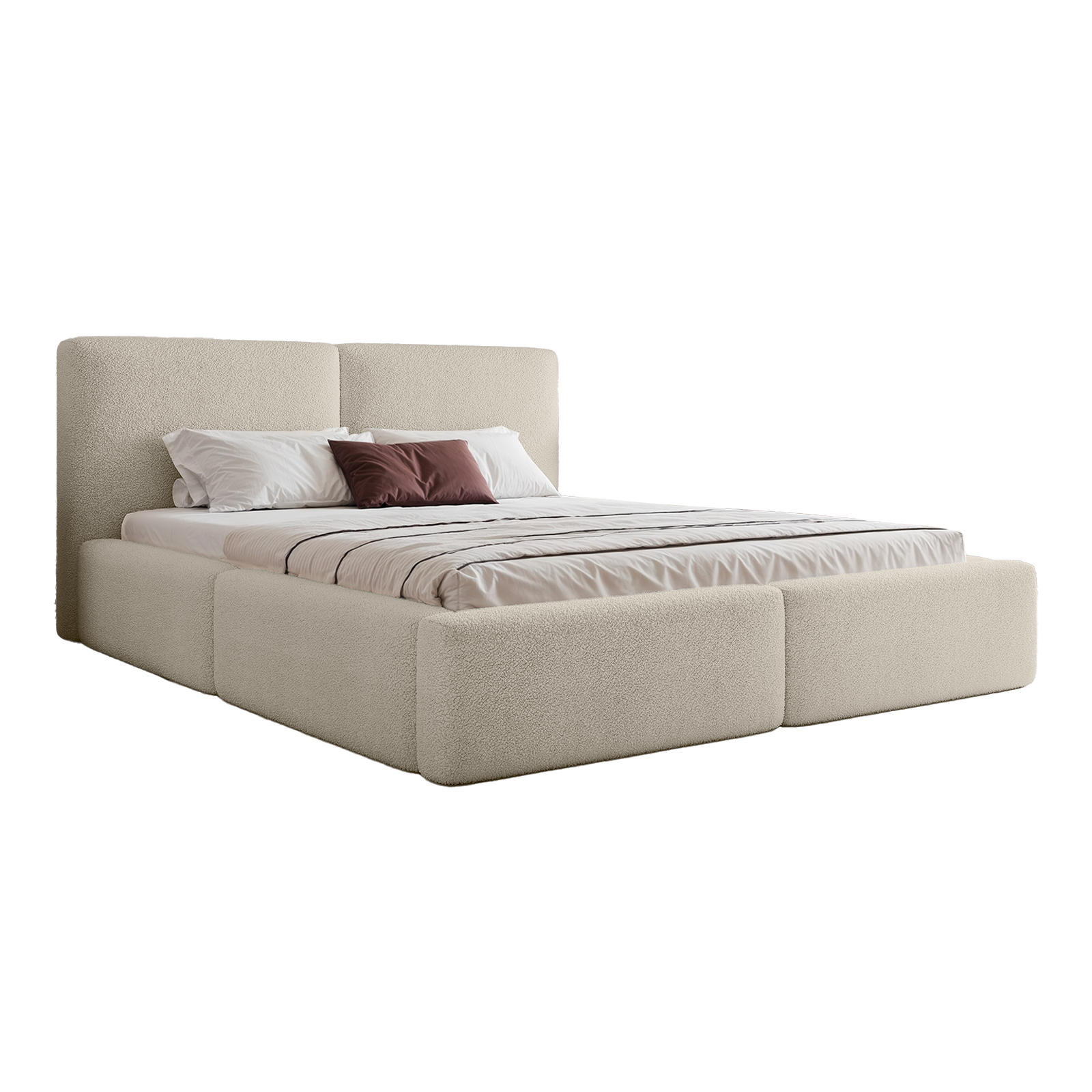 POLSTERBETT NUVARI 120x200 cm, Creme - Weiß, Textil (200/120cm) - Fedve