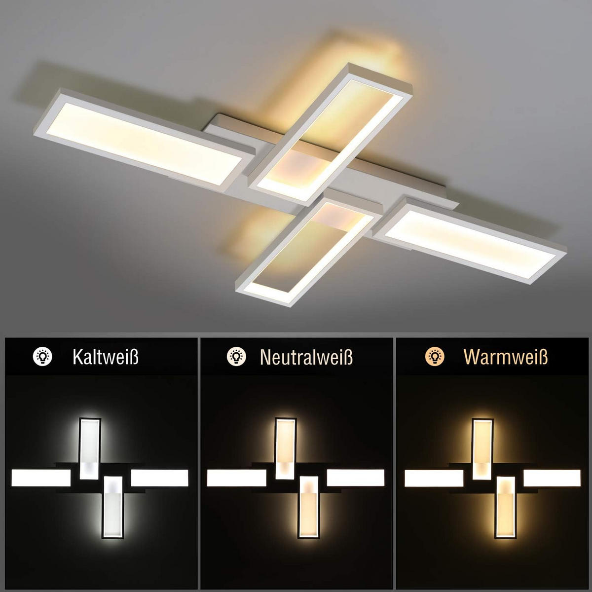 LED DECKENLEUCHTE Creglingen 82.7/54.5/5.6 - Weiß, Metall (82.7/54.5/5.6cm) - Nettlife
