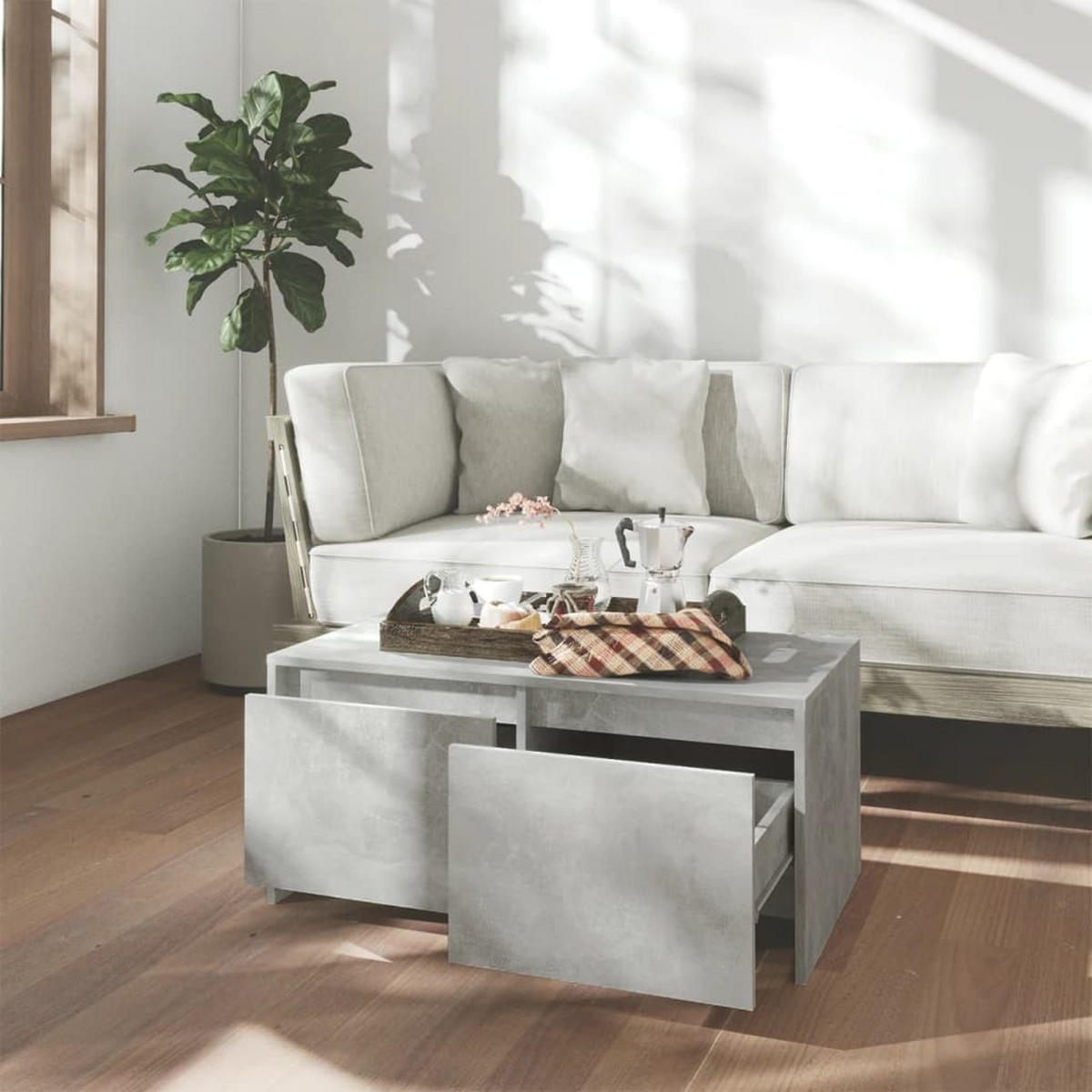 COUCHTISCH Betongrau 90x50x41,5 cm Holzwerkstoff - Grau, Holzwerkstoff (90/50/41.5cm) - furnicato
