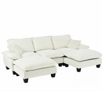 WOHNLANDSCHAFT aus Chenille 264x155x90 cm in Beige mit Ottomanen-Modul - Beige, Textil (155/90/264cm) - Modfu
