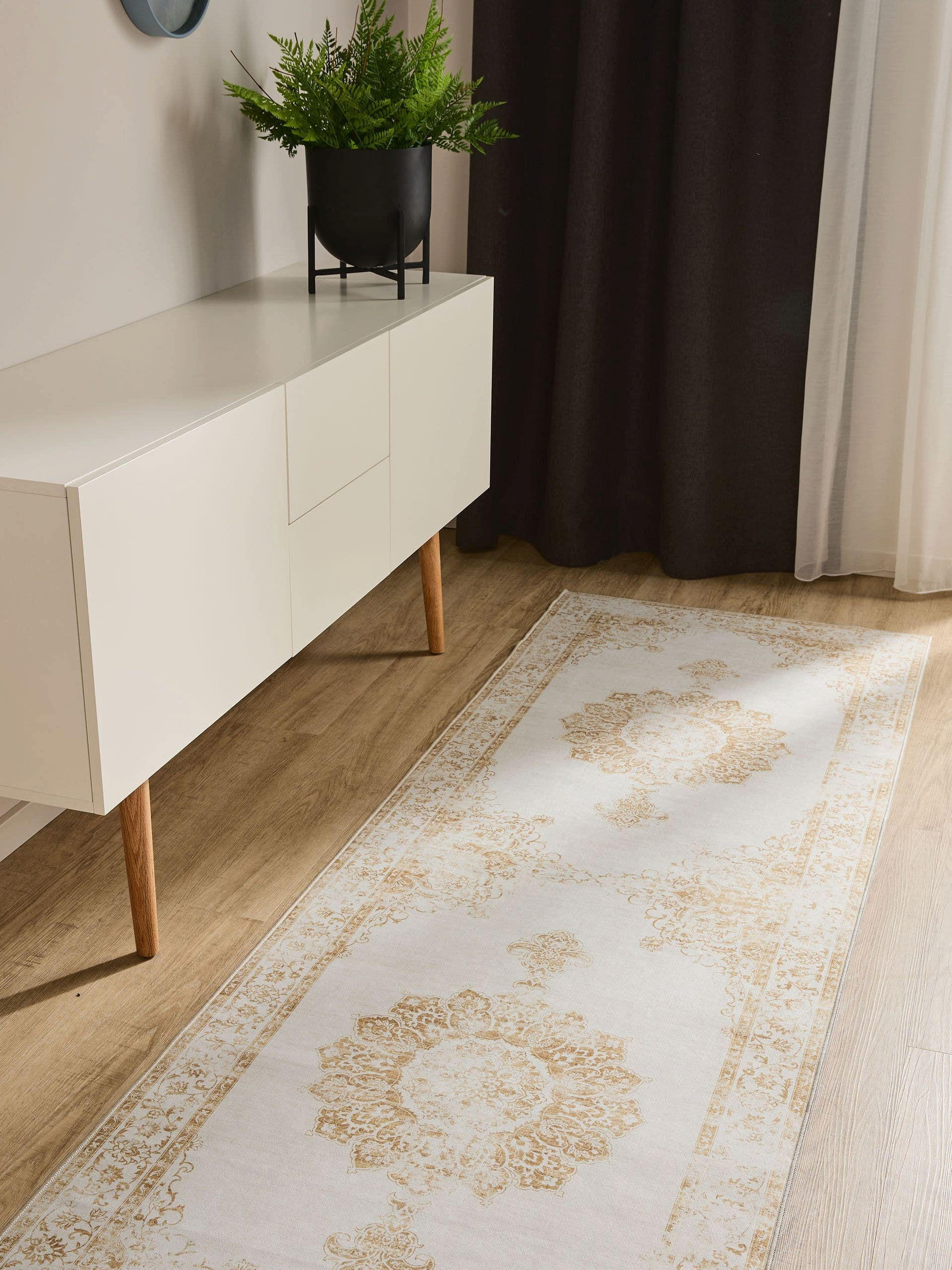 VINTAGE-LÄUFER George waschbar 80x240 cm - Gelb/Creme, Kunststoff (80/240cm) - benuta