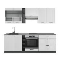 KÜCHENZEILE Fame-Line Weiß Landhaus/Anthrazit 235 cm, AP Anthrazit - Anthrazit/Weiß, Holzwerkstoff (235/81.6/60cm) - Vicco