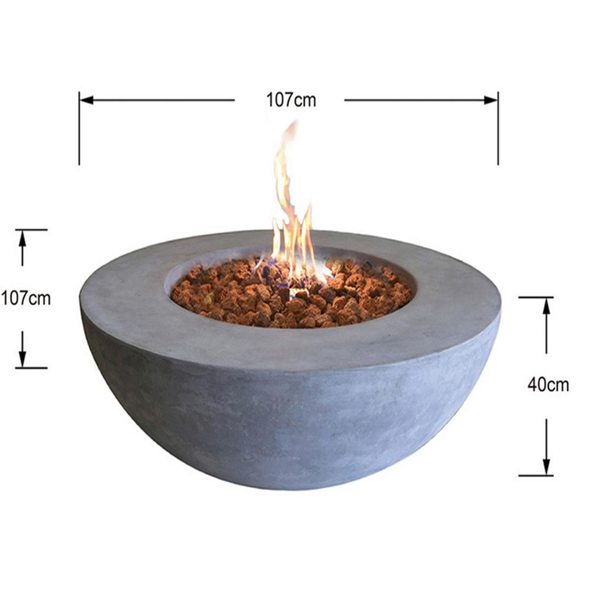FEUERSTELLE Ätna in Beton-Optik grau aus Faserbeton - Grau, Stein (107/40/107cm) - Elementi
