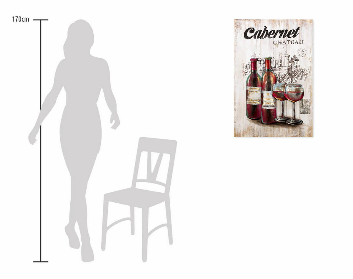 HOLZBILD Rot 60/90 cm - Beige/Rot, Holz/Metall (2.98/90cm) - KUNSTLOFT