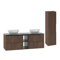 BADMÖBEL 140.6cm Siena 2er-Set Holz und Schwarz - Schwarz, Holzwerkstoff (140.6/52.2/46.5cm) - Petits-meubles