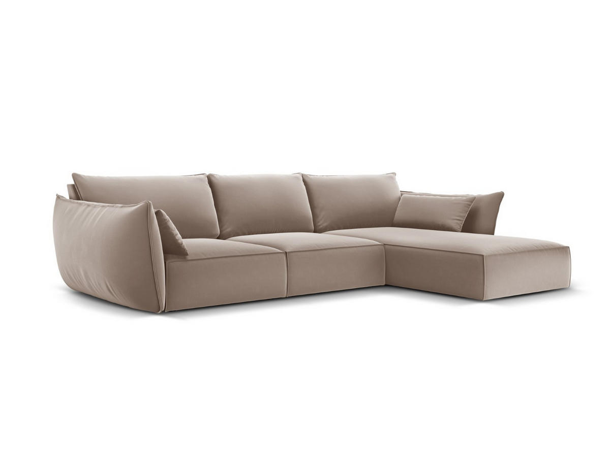 ECKSOFA rechts Kaelle aus Samt cappuccino 4 Sitzplätze - Cappuccino, Textil (171/308cm) - Micadoni