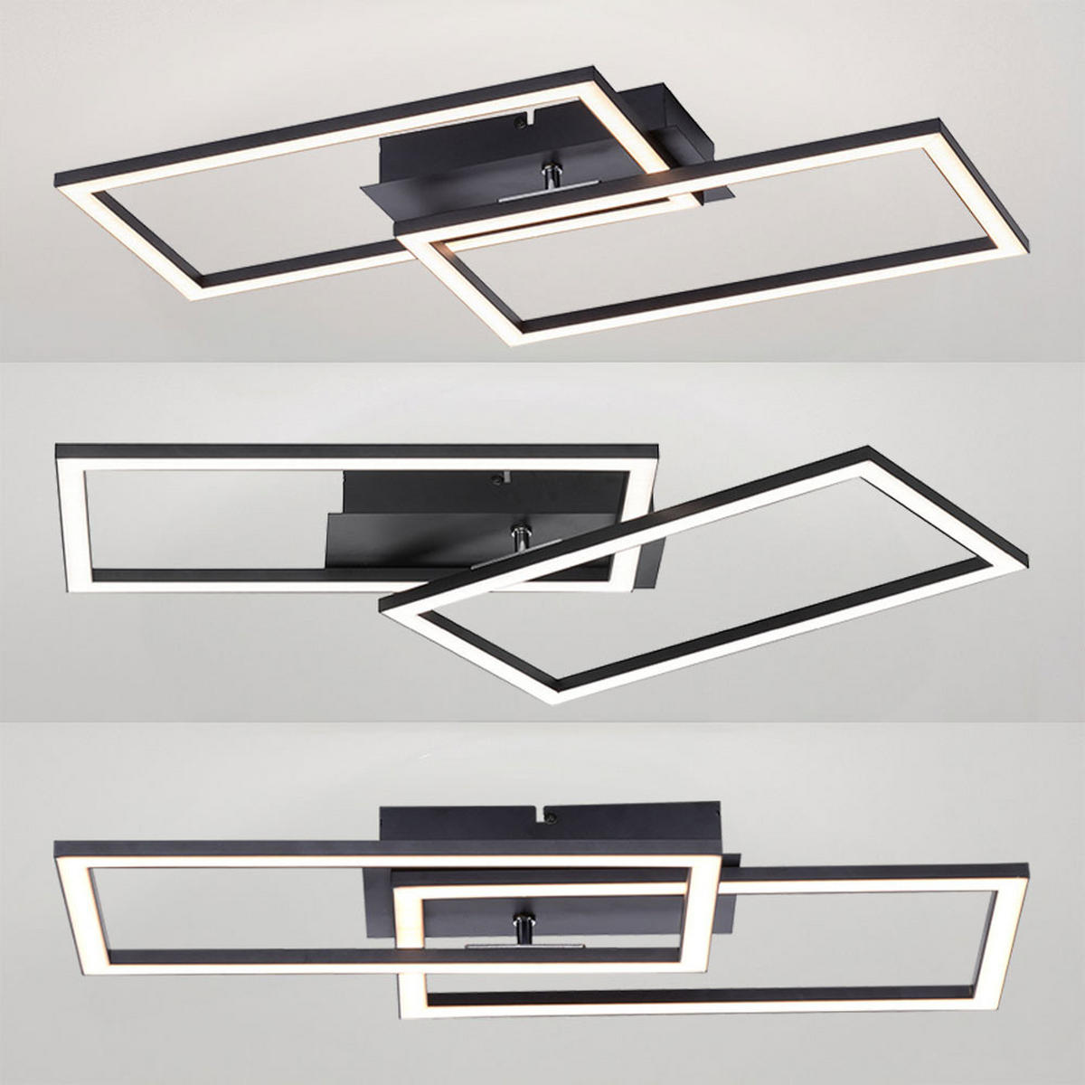 LED DECKENLEUCHTE Schwarz Metall - Schwarz, Metall (54/31/7cm)