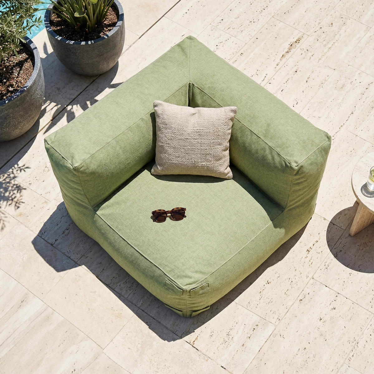 ECKSESSEL, Kaktusgrünen - Grün, Textil (85/65/85cm) - Oviala