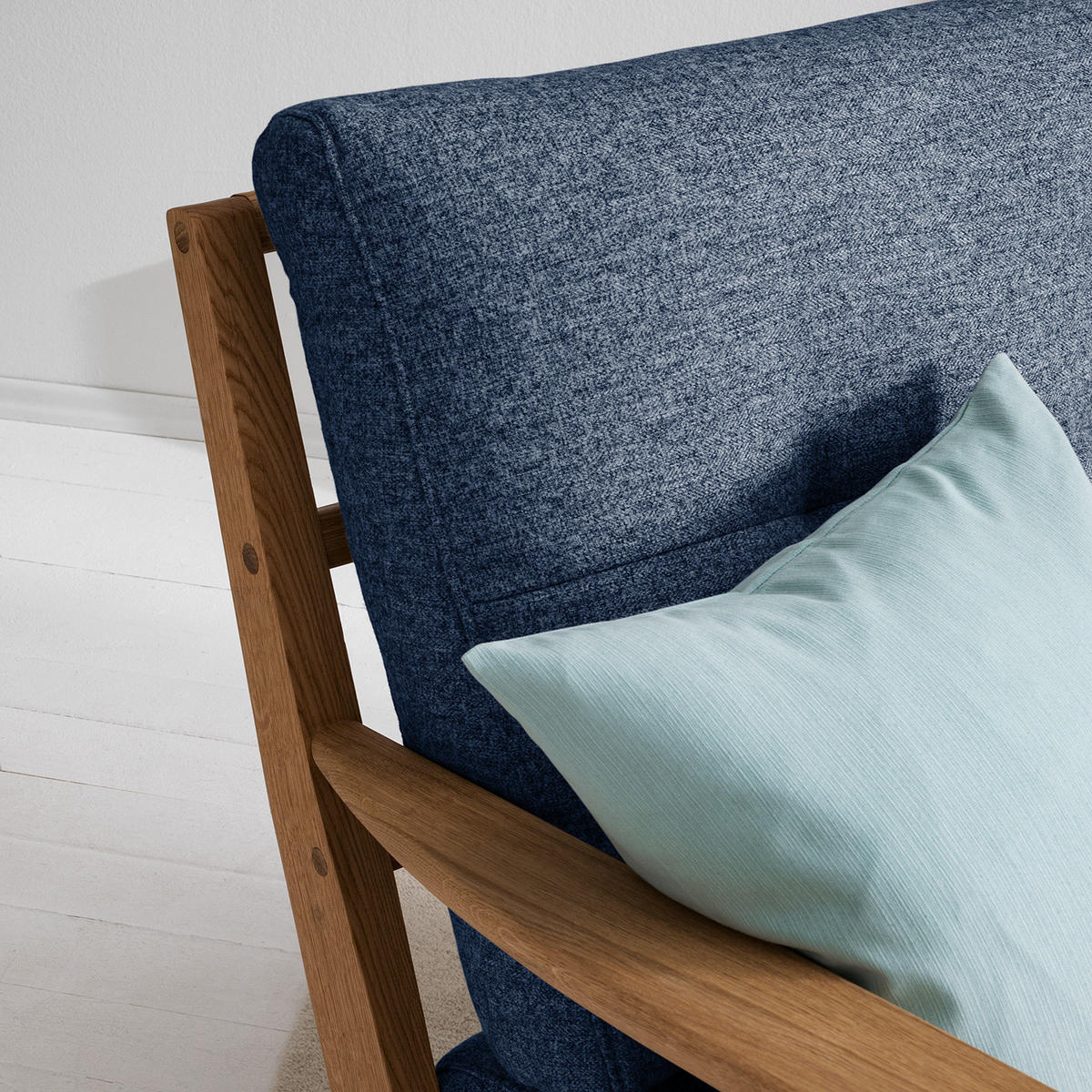 SESSEL - Blau/Braun, Eichenholz/Holz (83/80/75cm) - home24