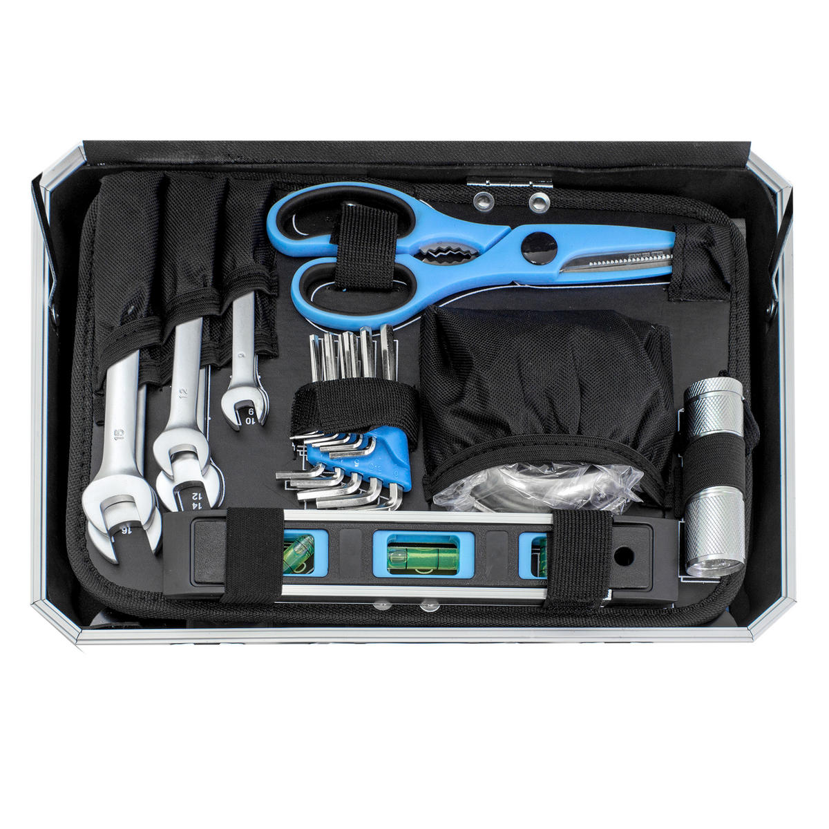 WERKZEUGKOFFER 114-teilig | Mit Hammer, Schraubendreher, Steckschlüssel, Bitsatz uvm. - Blau, Metall (37/13/27cm) - Karcher