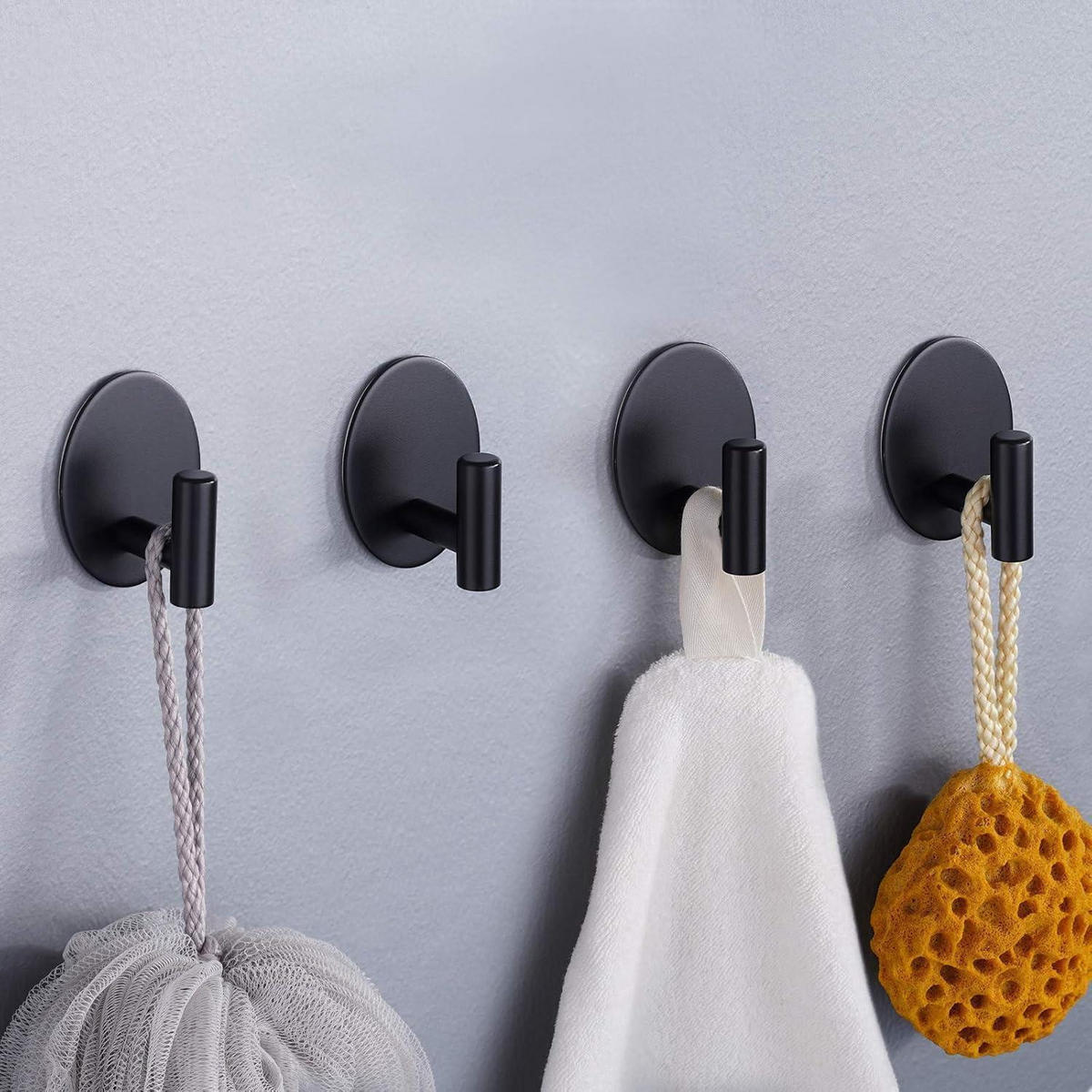 HAKEN 4-teiliges Set Selbstklebend Schwarz - Schwarz, Metall (7.8/5.4/10.8cm)