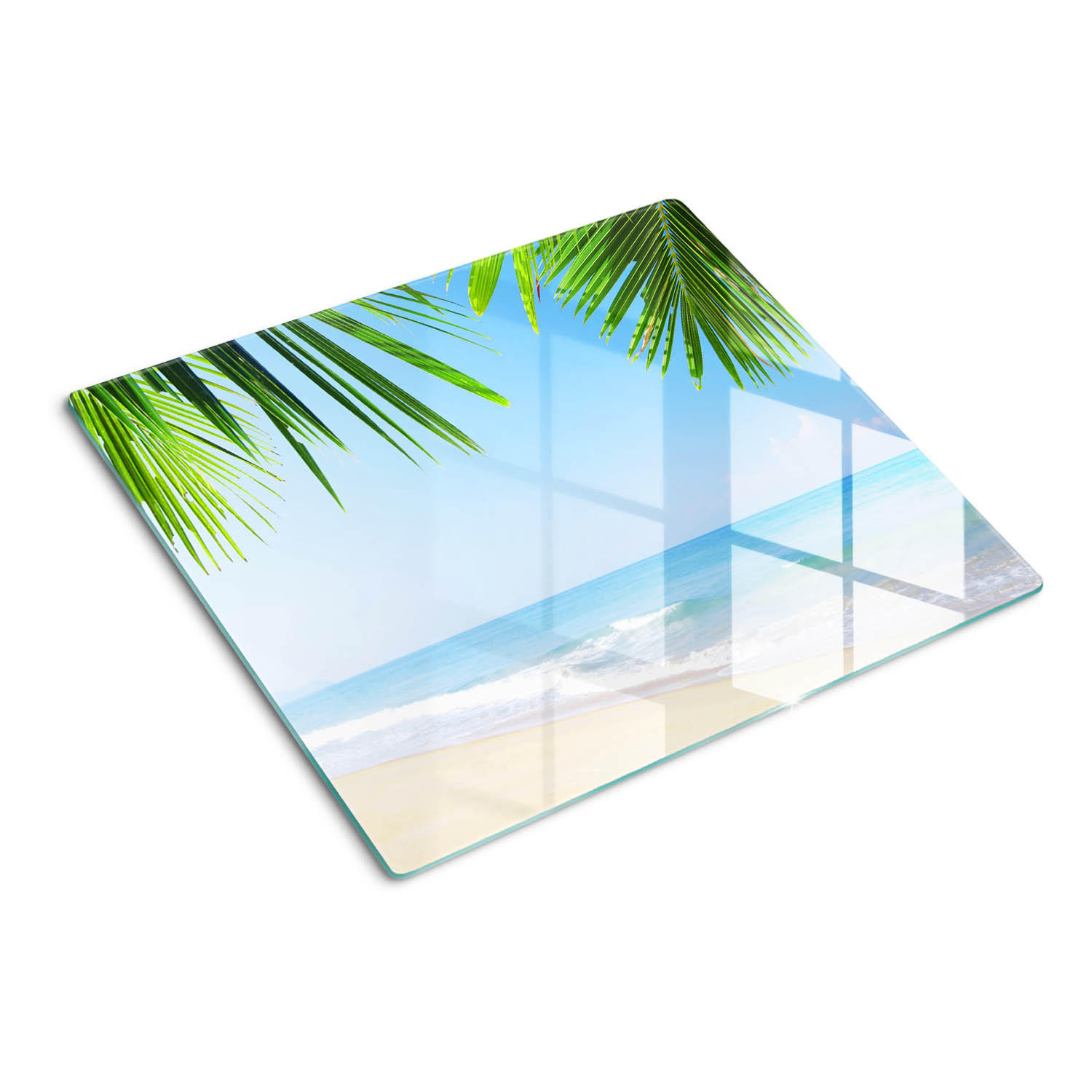 GLASPLATTE 60x52 cm Tropischer Strand - Grün, Glas (60/0.4/52cm) - TULUP