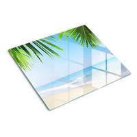 GLASPLATTE 60x52 cm Tropischer Strand - Grün, Glas (60/0.4/52cm) - TULUP