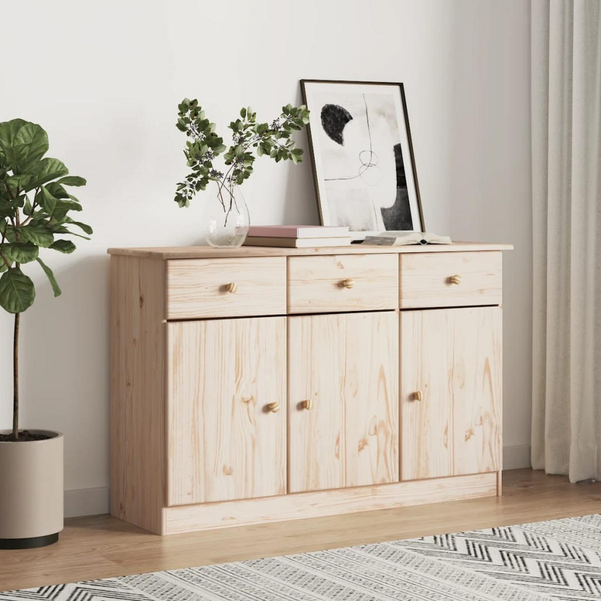 SIDEBOARD Alta 112/35/73 Cm Massivholz Kiefer - Braun, Holz (112/73/35cm) - vidaXL