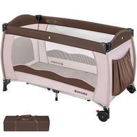 KINDER REISEBETT ,inklusive Tragetasche, 126 x 65 x 80 cm,coffee - Schwarz, Textil (65/80/126cm) - tectake