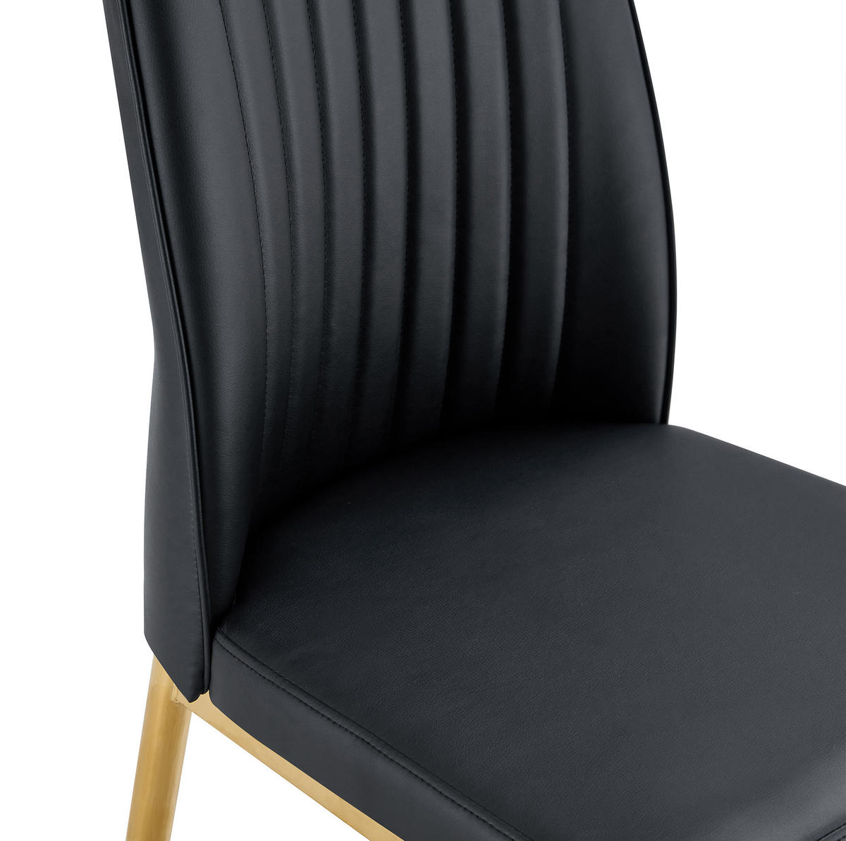 ESSSTUHL 4er-Set PU-Leder Schwarz mit goldfarbenen Metallbeinen - Schwarz, Metall (42.5/92.5/43cm) - Meubliv