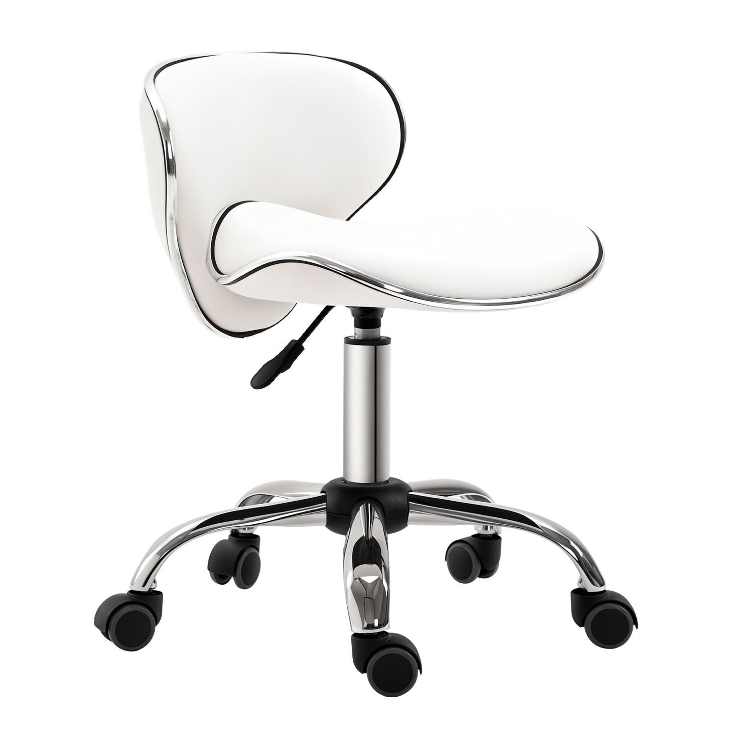 BÜROHOCKER DE-18018 höhenverstellbar 44-56 cm, Sattelform Weiß - Weiß, Metall (48/74/44cm) - ComfortXL