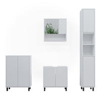 BADMÖBEL-SET Agasta Weiß 4 Teile, mit Hochschrank - Weiß, Holzwerkstoff (56/57/28cm) - Vicco