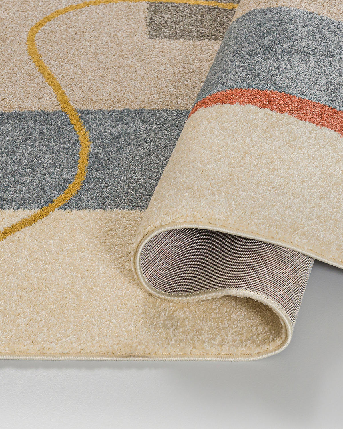 TEPPICH Beige Geometrisch In-Outdoor Pflanzlich Kurzflor Rechteckig 120 x 170 cm - Terracotta/Hellblau, Textil (120/170cm) - Mazovia