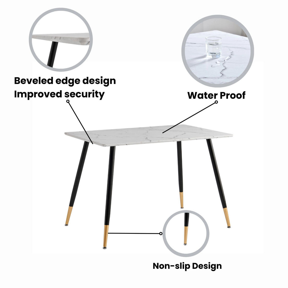 ESSTISCH SET weiß und braun - Braun/Weiß, Holzwerkstoff/Metall (70/75/110cm) - Urban Meuble