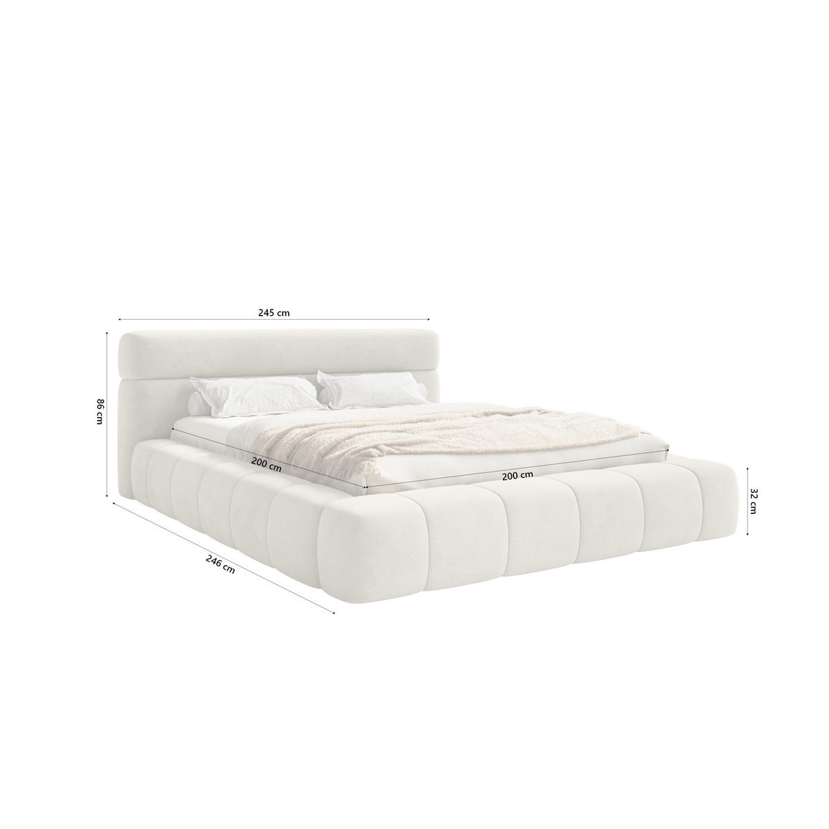 POLSTERBETT Nuuk 200x200 cm, Beige - Beige, Textil (200/200cm) - Fedve