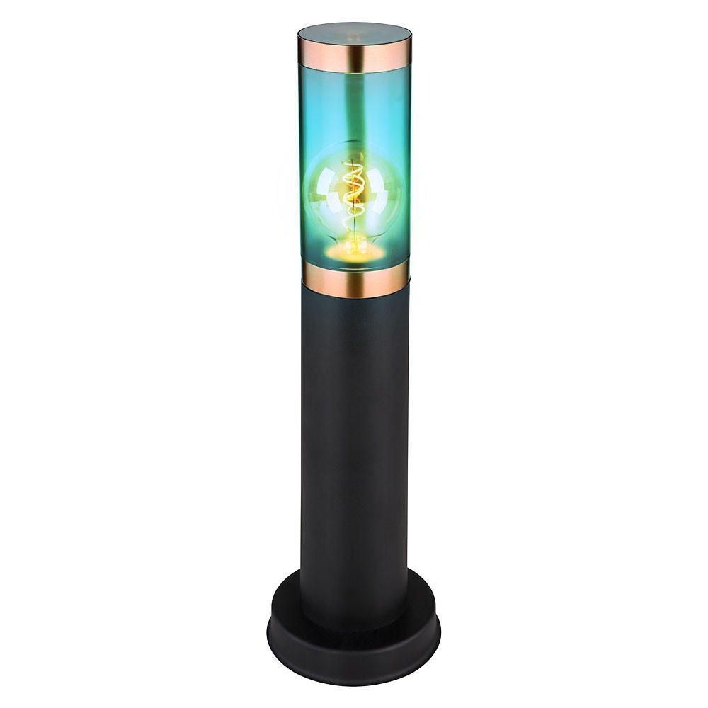 LED WEGLEUCHTE Edelstahl Schwarz Kupfer - Schwarz, Metall (12.7/12.7/45cm) - Globo Lighting