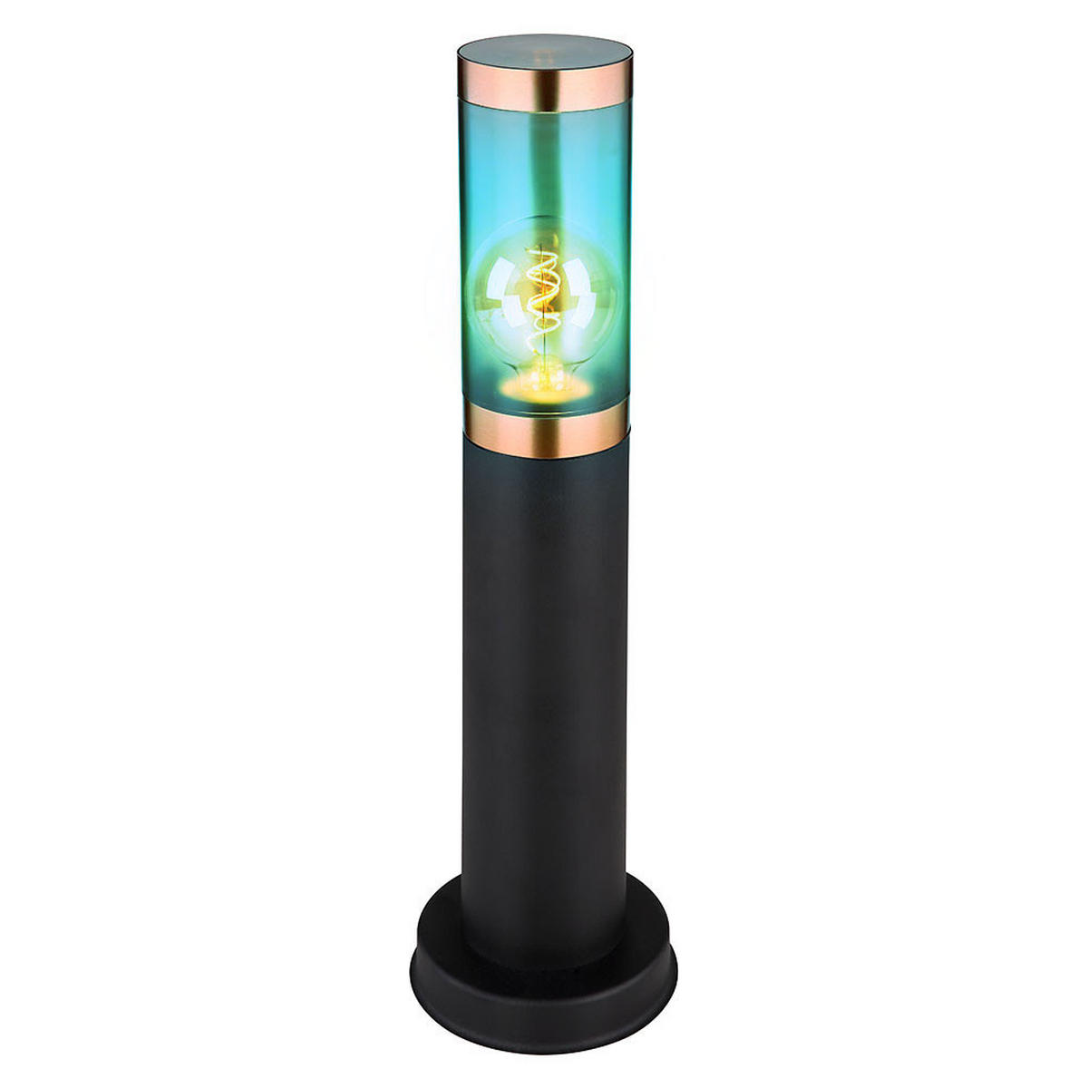 LED WEGLEUCHTE Edelstahl Schwarz Kupfer - Schwarz, Metall (12.7/12.7/45cm) - Globo Lighting