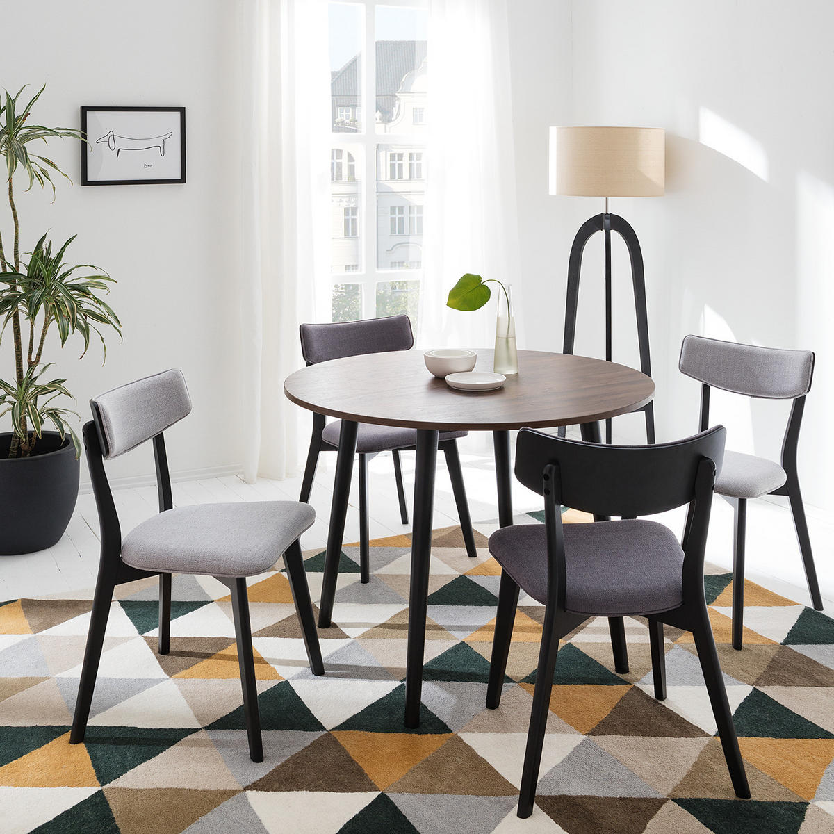 ESSTISCH rund - Walnuss Dekor - Walnussfarben, Holzwerkstoff (100/100/75cm) - home24