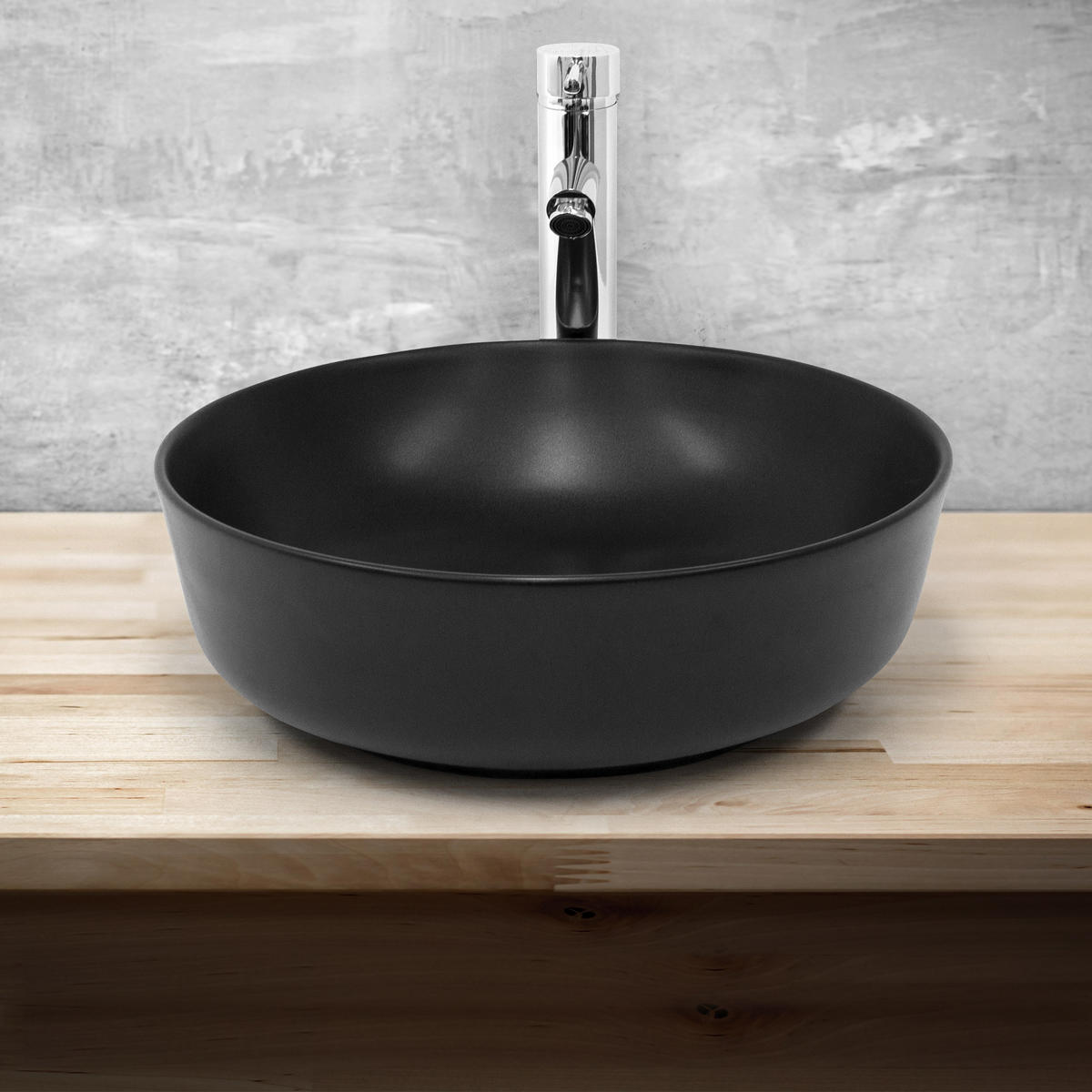 WASCHBECKEN - Schwarz, Keramik (41.5/13.5/41.5cm) - ML-DESIGN