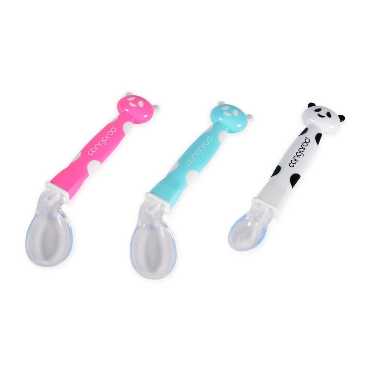 BABYLÖFFEL Panda F1607 2er-Set blau Silikon, Silikonspitze, Griff, 2 Stück, ab 6 Monate, ab 6 Monaten - Blau, Kunststoff (2/1/15cm) - Moni
