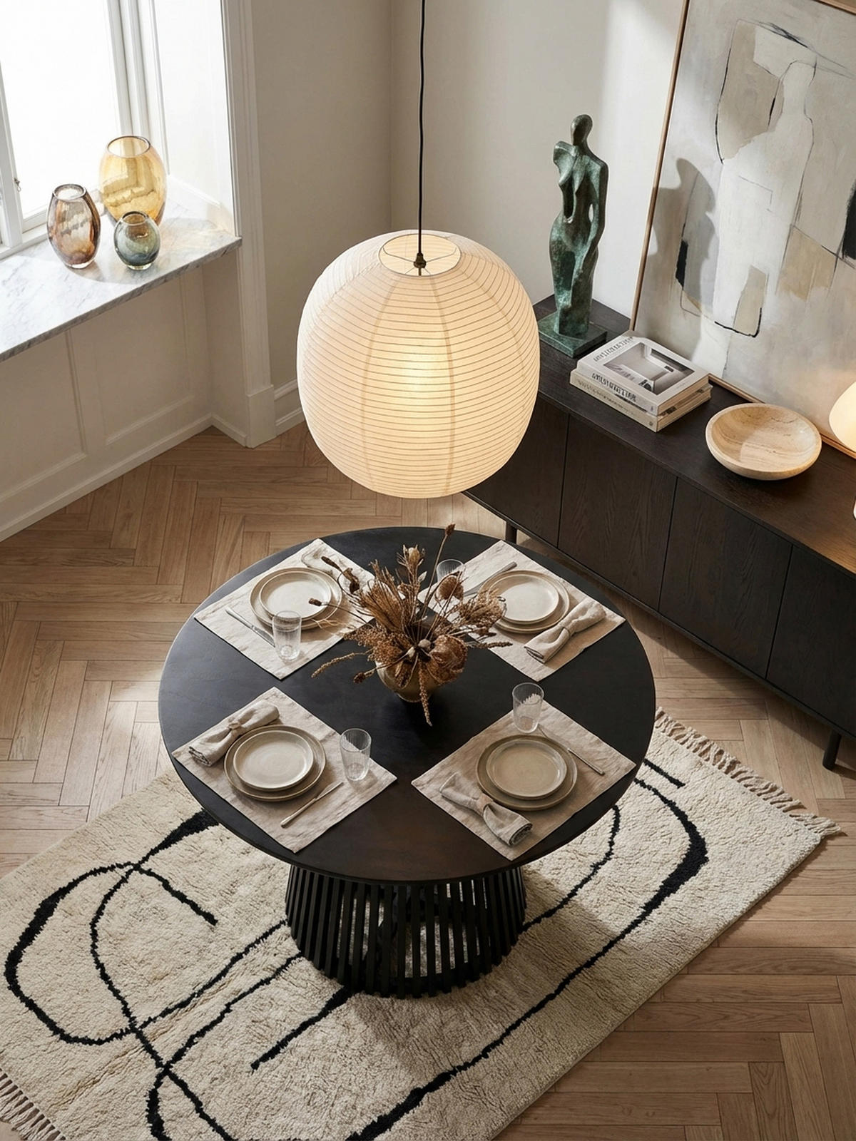 ESSTISCH – Rund Mango Massivholz Lamellengestell Matt-Schwarz handgefertigt - Schwarz, Mangoholz/Holz (120/120/77cm) - KADIMA DESIGN